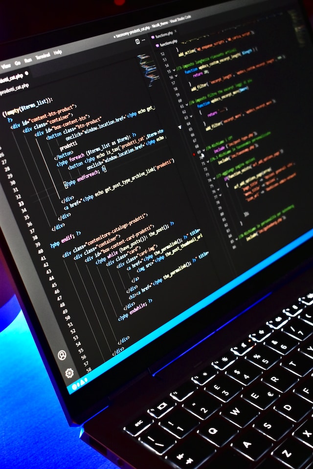 html coding on laptop screen