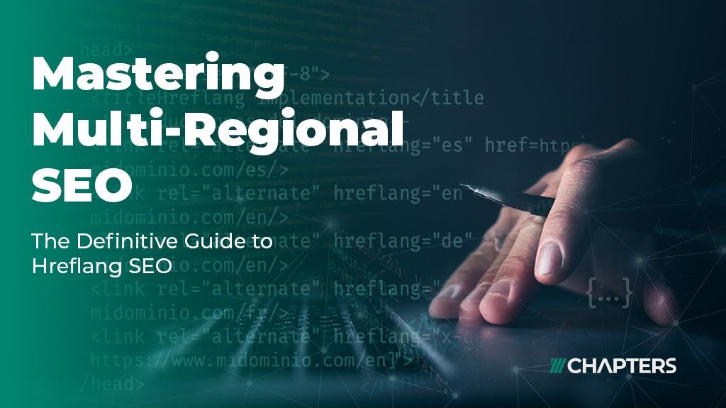 Hreflang seo mastering multi regional seo text written with a background of the hreflang code faded on a laptop screen.