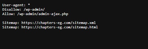 screenshot of Chapters' robots.txt file