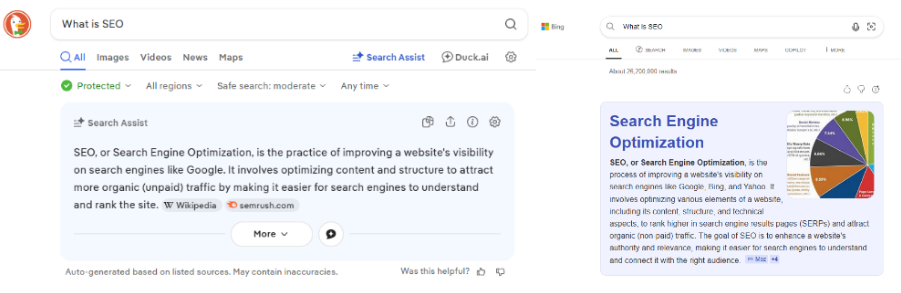 duckduckgo and bing ai assisted search example for seo in 2026 blog
