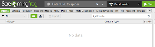 screenshot of screaming frog dashboard