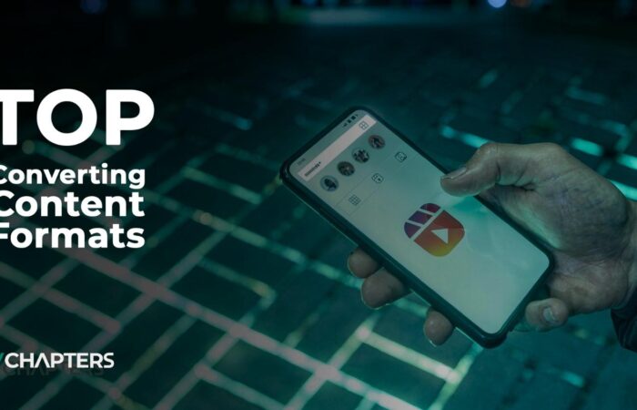 content formats 2026 text written next to a phone showing a social media platform